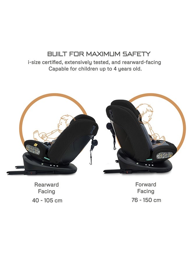 neobreez مقعد سيارة للأطفال قابل للتحويل 360° دوار ISOFIX من Neobreez I-VILO، كل في واحد، I-Size ECER129، قابل للإمالة والتعديل، حماية من الصدمات الجانبية، 0-12 سنة، 0-36 كجم، المجموعة 0+/1/2/3 - أسود رمادي - Image 5